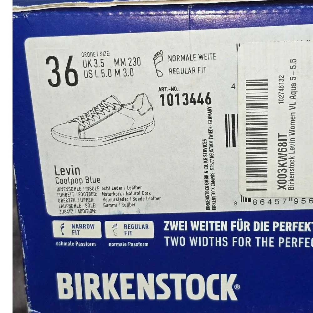 NWB Birkenstock Levin Coolpop‎ Blue Suede Lace Up Sneakers Size 36/ w us 5.5
